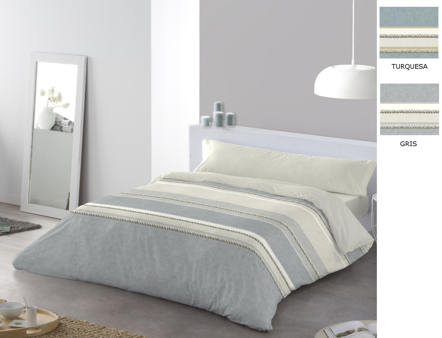 JVR Funda nórdica Nador color Gris o Turquesa