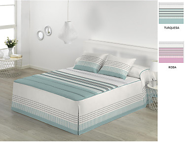 JVR - Colcha Edredón Niza color Rosa o Turquesa