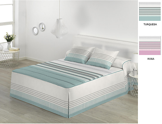 JVR - Colcha Edredón Niza color Rosa o Turquesa