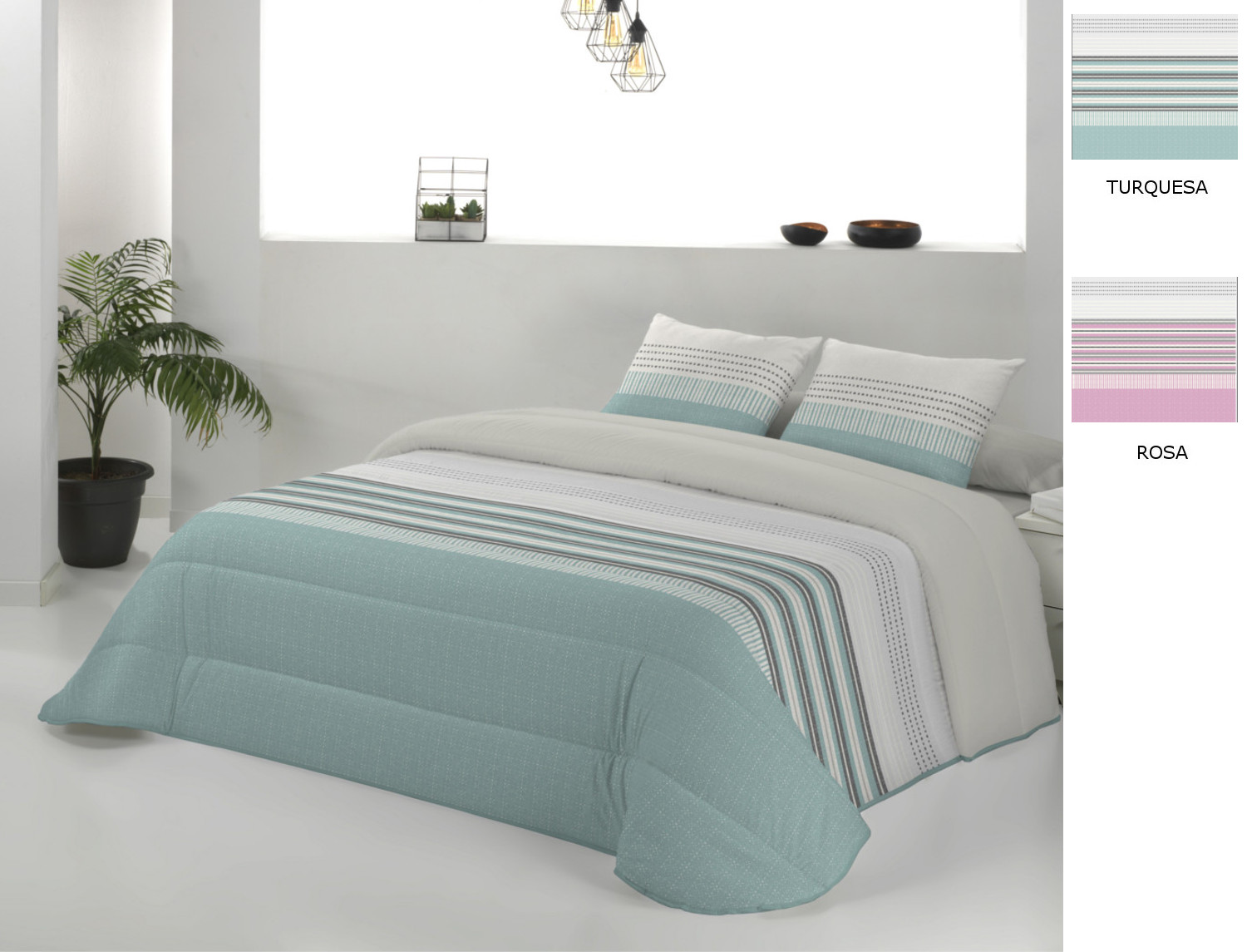 JVR Edredón Conforter Nórdico Niza color Rosa o Turquesa