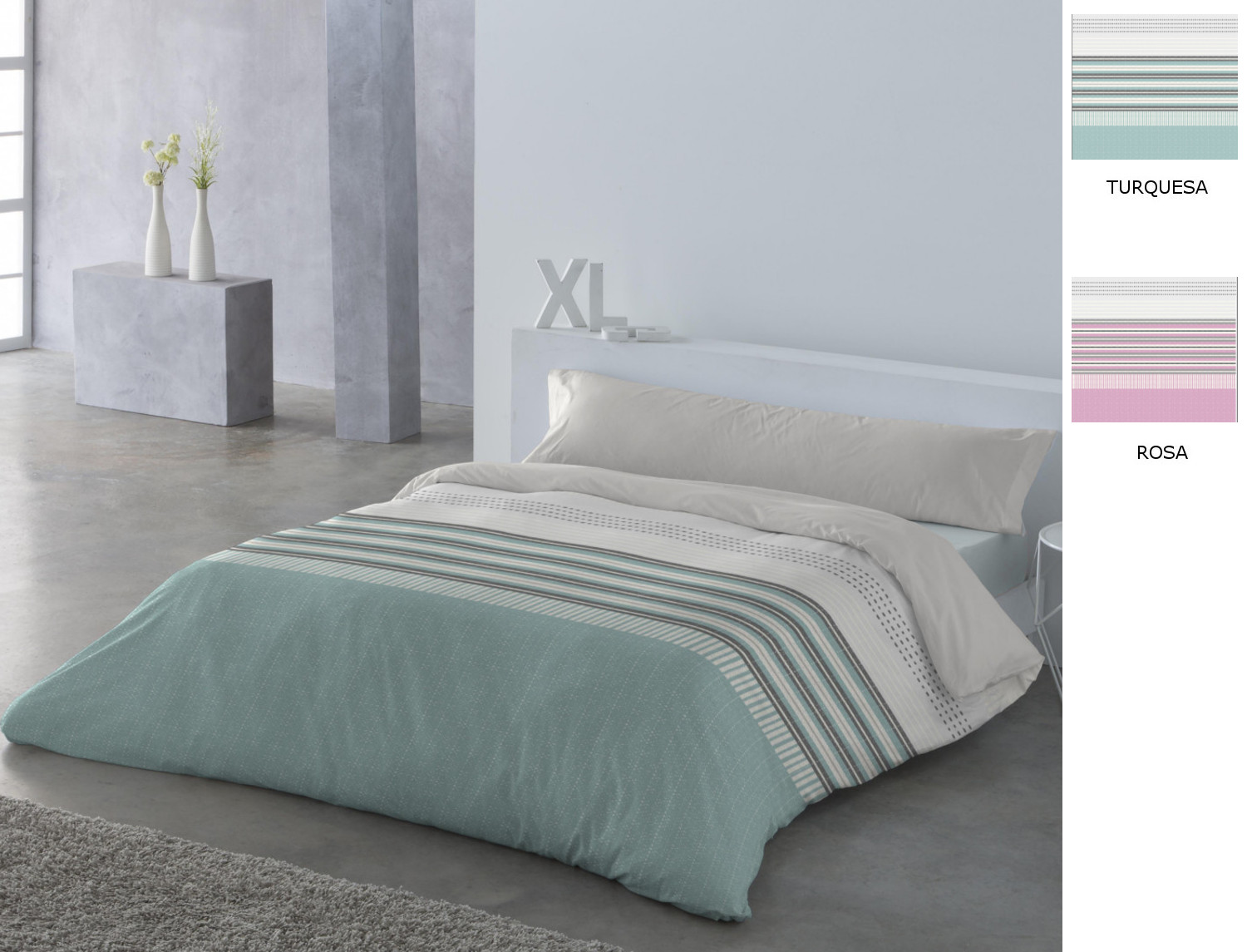 JVR Funda nórdica Niza color Rosa o Turquesa