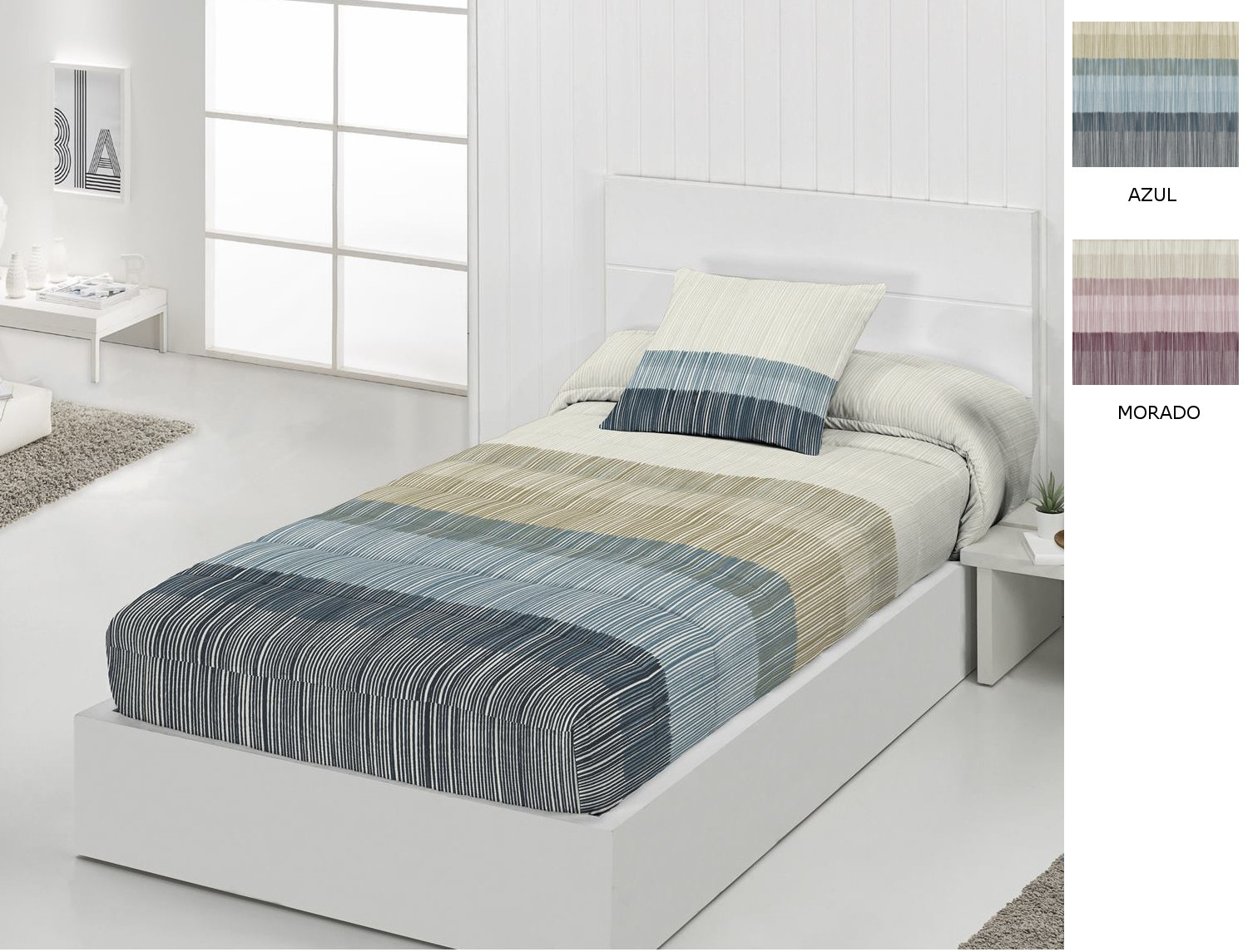 JVR Edredón ajustable Tineo color Azul o Morado