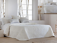 Colcha Piqué Jacquard Reversible Nenufar color Beige o Gris