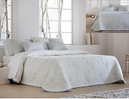Colcha Piqué Jacquard Reversible Nenufar color Beige o Gris