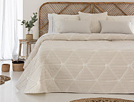 Colcha Piqué Jacquard Reversible Geox color Beige o Gris