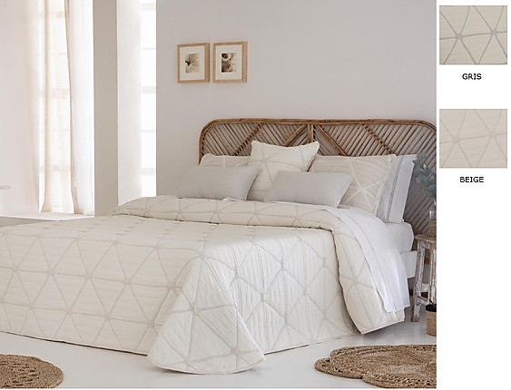 JVR - Colcha Piqué Jacquard Reversible Geox color Beige o Gris