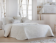 Colcha Piqué Jacquard Reversible Loto color Beige o Gris