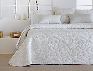 Colcha Piqué Jacquard Reversible Loto color Beige o Gris