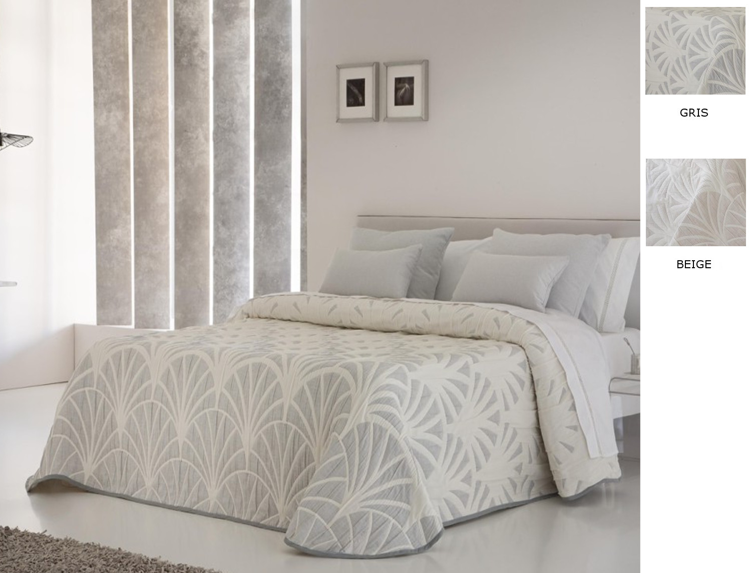 JVR Colcha Piqué Jacquard Reversible Luxor color Beige o Gris