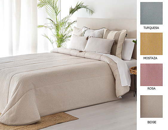 Confecciones Paula - Colcha bouti Jacquard Nido 60gr color Beige, Mostaza, Rosa o Turquesa