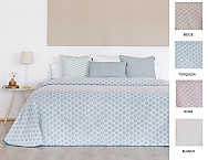 Colcha Jacquard Caños color Blanco, Beige, Rosa o Turquesa