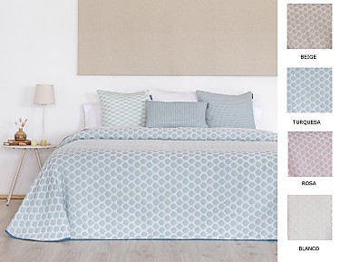 Confecciones Paula - Colcha Jacquard Caños color Blanco, Beige, Rosa o Turquesa