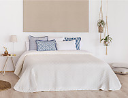 Colcha Jacquard Caños color Blanco, Beige, Rosa o Turquesa