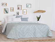 Colcha Jacquard reversible Roche color Mostaza o Turquesa