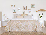 Colcha Jacquard reversible Roche color Mostaza o Turquesa