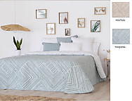 Colcha Jacquard reversible Roche color Mostaza o Turquesa