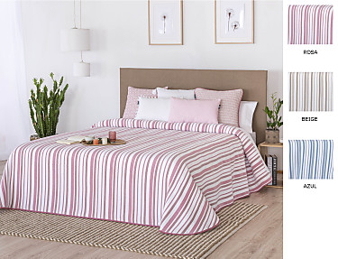 Confecciones Paula - Colcha Jacquard Lances color Azul, Beige o Rosa