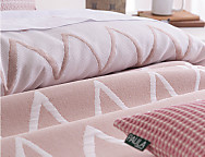 Colcha Jacquard reversible Palos color Beige, Rosa o Turquesa