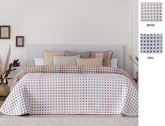 Confecciones Paula - Colcha Jacquard reversible Cox color Azul o Beige