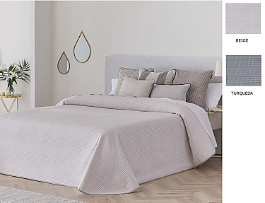 Confecciones Paula - Colcha Jacquard reversible Pinet color Beige o Turquesa