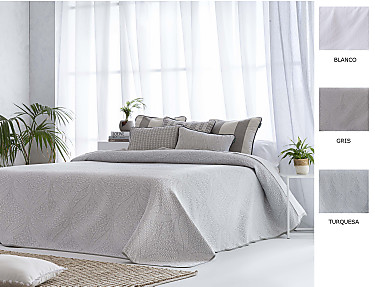 Confecciones Paula - Colcha Jacquard Moraira color Blanco, Gris o Turquesa
