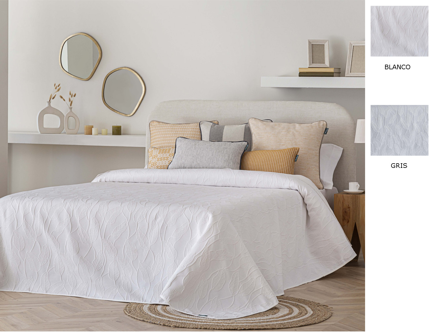 Confecciones Paula Colcha Jacquard Tous color Blanco o Gris