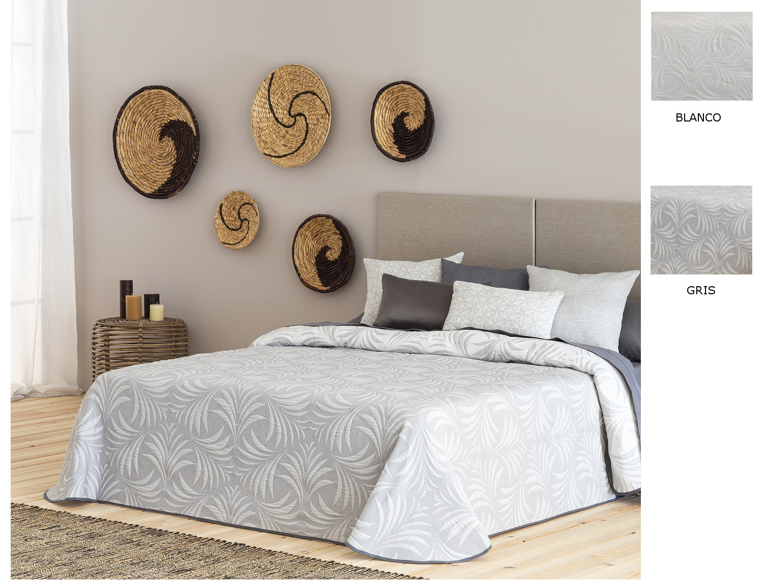 Confecciones Paula Colcha Jacquard Libia color Blanco o Gris