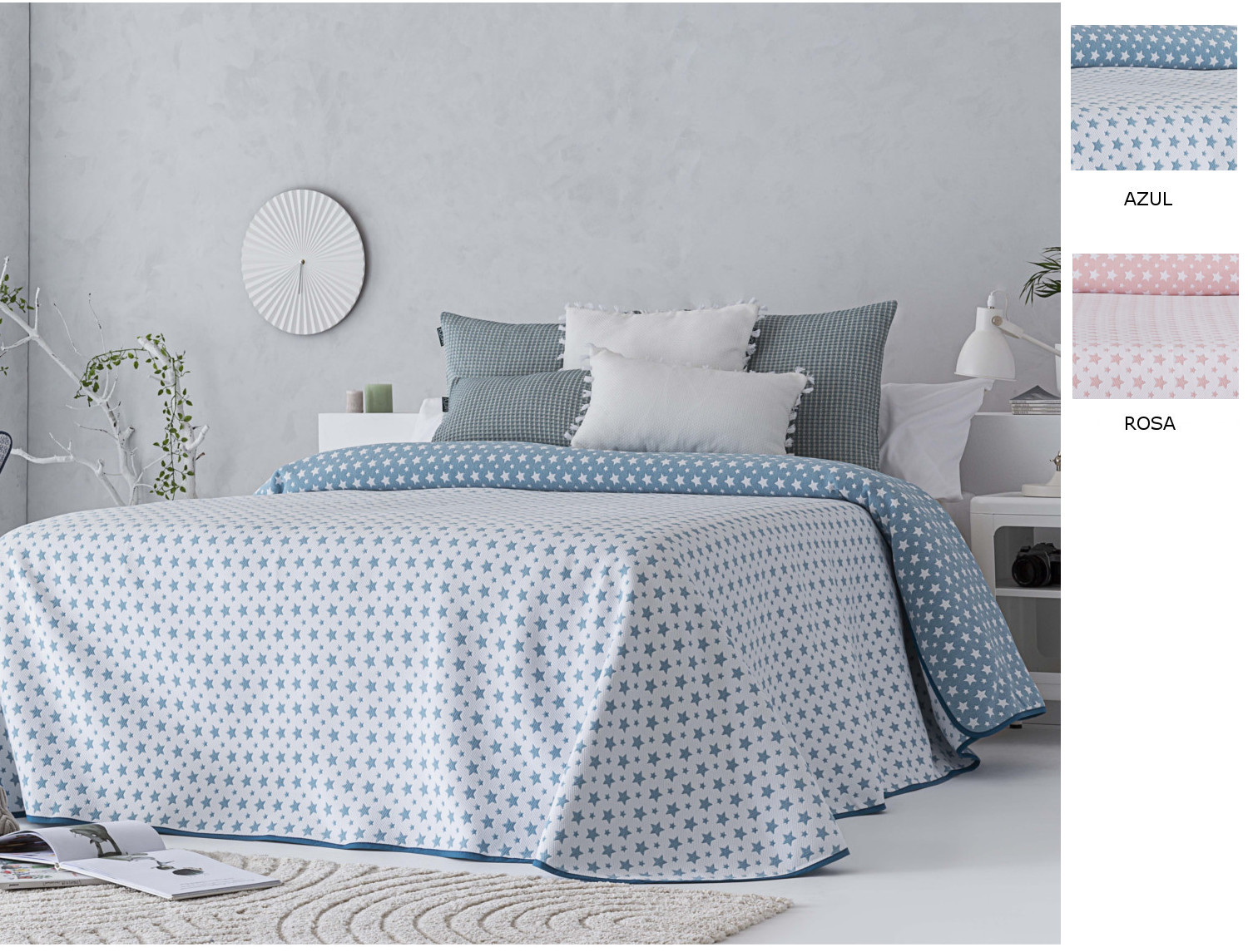 Confecciones Paula Colcha Reversible Cometa color Azul o Rosa