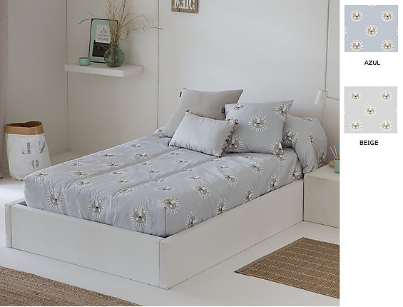 Confecciones Paula - Edredón Ajustable Leo color Azul o Beige