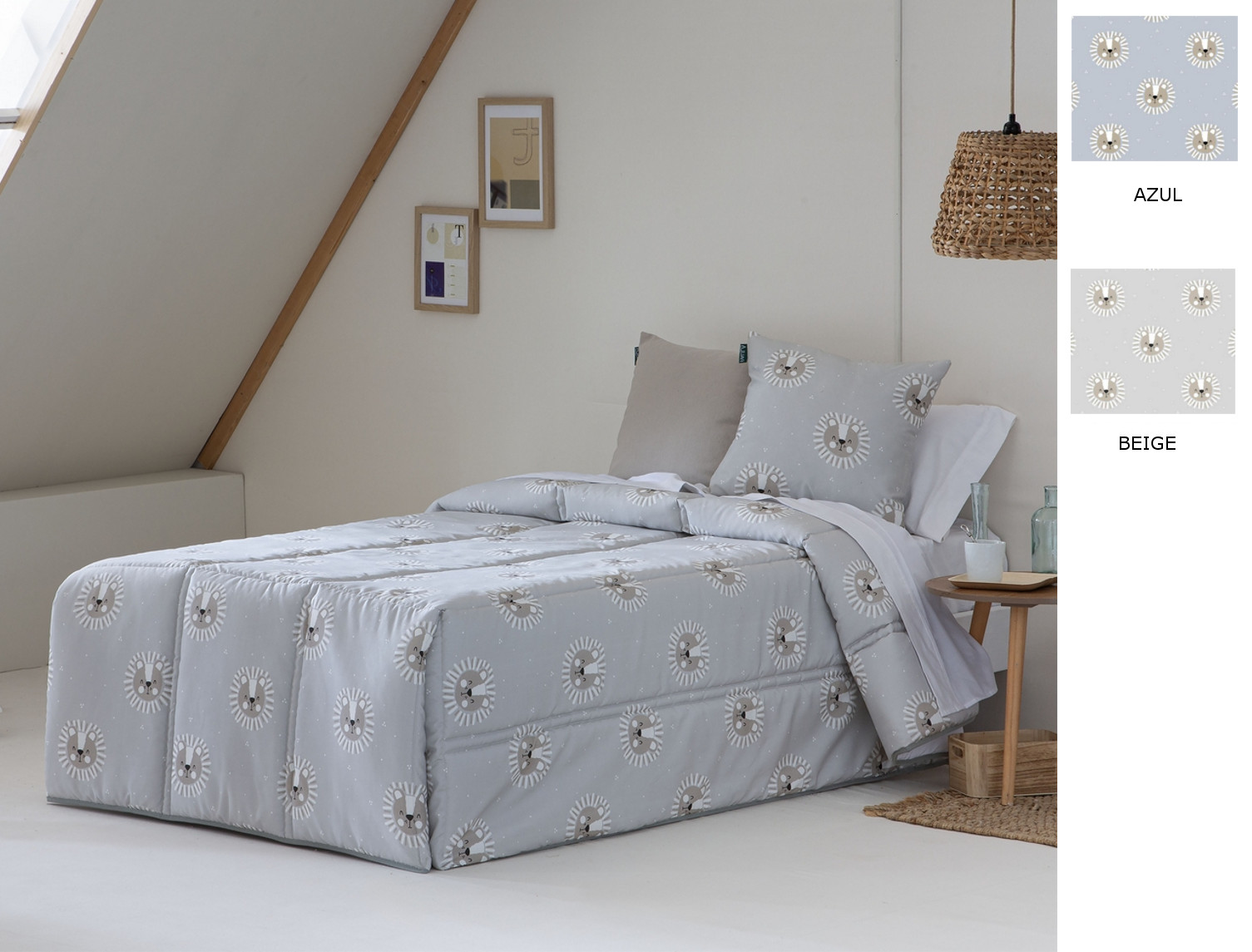 Confecciones Paula Edredón Conforter Leo color Azul o Beige