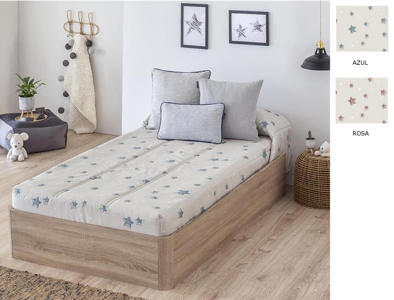 Confecciones Paula Edredón Ajustable Destellos color Azul o Rosa