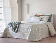 Edredón Jacquard Cartes con fundas de cojín color 01 Gris o 02 Beige