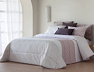 Edredón Jacquard Soba con fundas de cojín color 01 Gris o 02 Beige