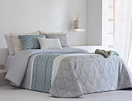 Edredón Jacquard Soba con fundas de cojín color 01 Gris o 02 Beige