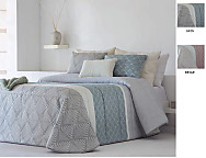 Edredón Jacquard Soba con fundas de cojín color 01 Gris o 02 Beige