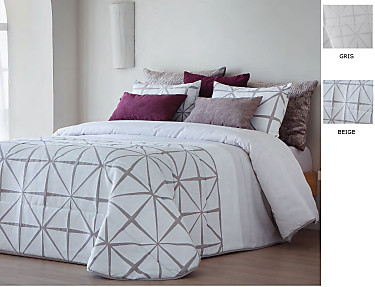 Sandeco - Edredón Jacquard Urdiales con fundas de cojín color 01 Gris o 02 Beige
