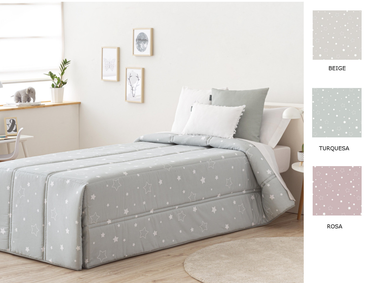 Confecciones Paula Edredón Conforter Noche color Beige piedra o Turquesa