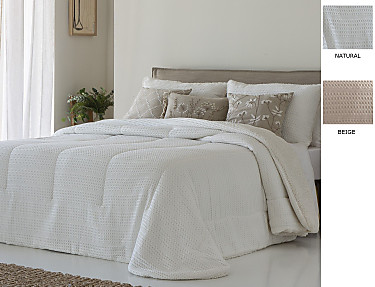 Sandeco - Edredón Sherpa Jacquard Salce con fundas de cojín color 01 Natural o 02 Beige