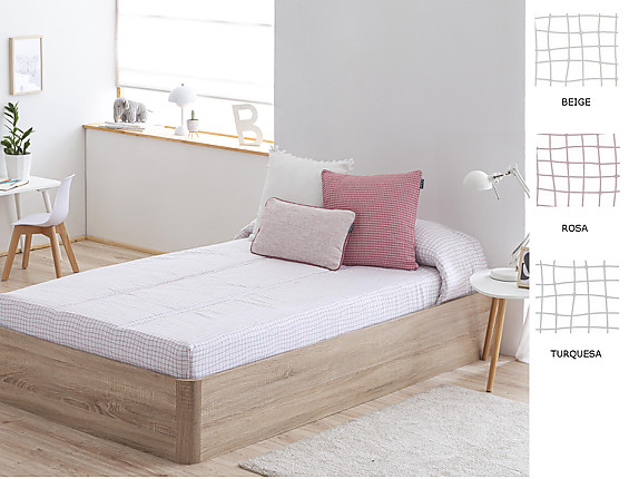 Confecciones Paula - Edredón Ajustable Grafico color Beige, Rosa o Turquesa