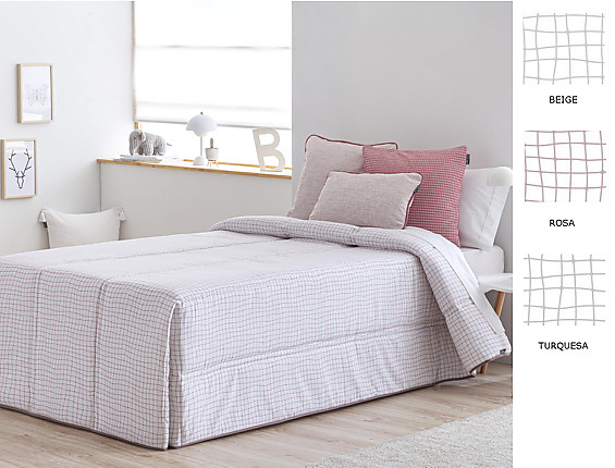 Confecciones Paula - Edredón Conforter Grafico color Beige, Rosa o Turquesa