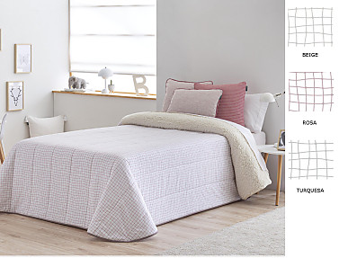 Confecciones Paula - Edredón Sherpa Grafico color Beige, Rosa o Turquesa