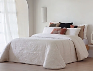 Edredón Jacquard Mula con funda/s de cojín color 01 Blanco ó 02 Beige