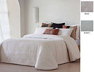 Edredón Jacquard Mula con funda/s de cojín color 01 Blanco ó 02 Beige