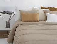 Edredón Jacquard Terciopelo Merce con funda/s de cojín color 01 Gris o 02 Lino