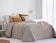 Edredón Jacquard Terciopelo Merce con funda/s de cojín color 01 Gris o 02 Lino