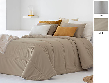 Sandeco - Edredón Jacquard Terciopelo Merce con funda/s de cojín color 01 Gris o 02 Lino