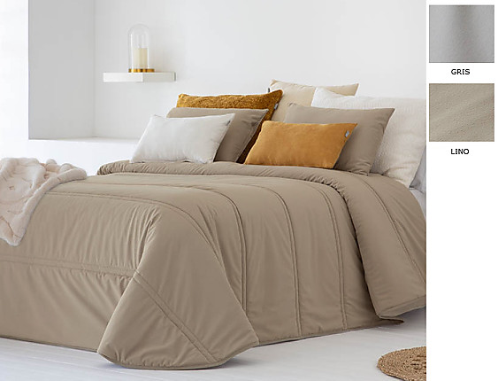 Sandeco - Edredón Jacquard Terciopelo Merce con funda/s de cojín color 01 Gris o 02 Lino