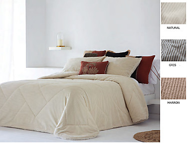 Sandeco - Edredón Sherpa Jacquard Pina con fundas de cojín color 01 Gris, 02 Marrón ó 03 Natural