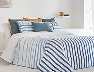 Edredón estampado Hornos con funda/s de cojín color 01 Azul ó 02 Mostaza