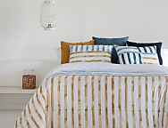 Edredón estampado Hornos con funda/s de cojín color 01 Azul ó 02 Mostaza